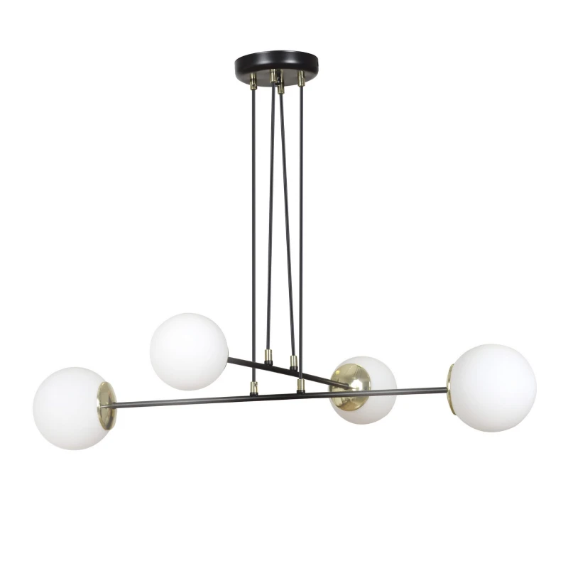 OGNIS 4 BLACK 966/4 lampa wisząca regulowana złote elementy szklane klosze 1