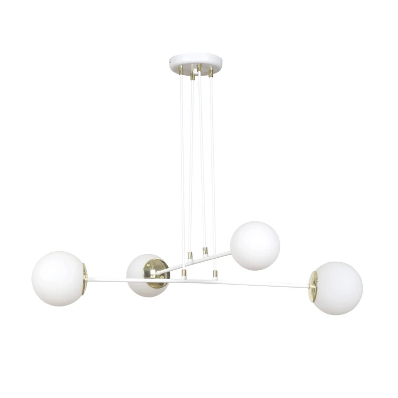 OGNIS 4 WHITE 976/4 lampa wisząca regulowana złote elementy szklane klosze 1