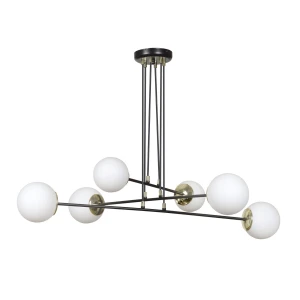 Lampa wisząca OGNIS 6 BLACK czarna ze złotymi elementami