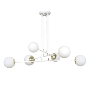 Lampa wisząca OGNIS 6 WHITE biała ze złotymi elementami 