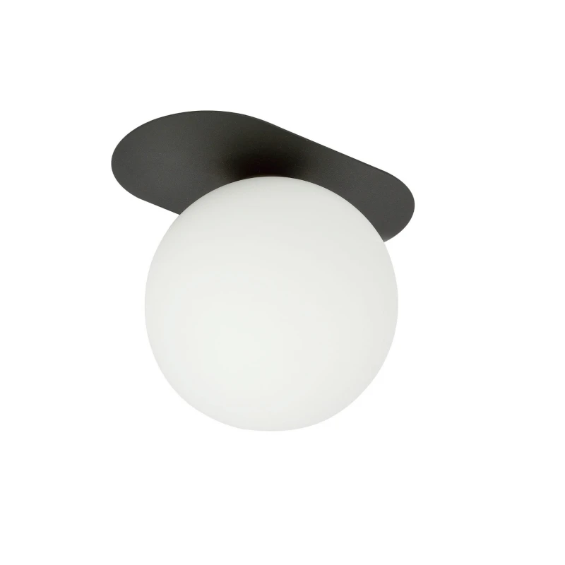 PLAZA 1 BLACK/OPAL 1118/1 nowoczesny plafon sufitowy czarny szklany klosz 3