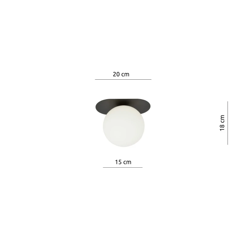 PLAZA 1 BLACK/OPAL 1118/1 nowoczesny plafon sufitowy czarny szklany klosz 5