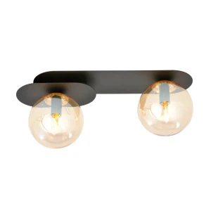 Plafon PLAZA 2 BLACK/MIODOWY czarny z 2 kloszami
