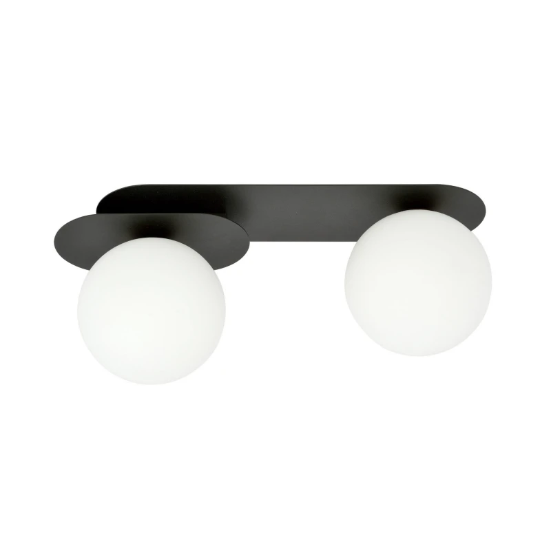 PLAZA 2 BLACK/OPAL 1118/2 nowoczesny plafon sufitowy czarny szklane klosze 2
