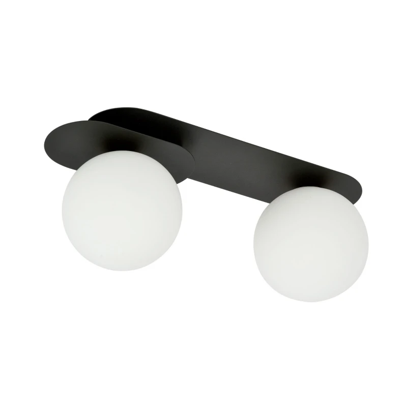 PLAZA 2 BLACK/OPAL 1118/2 nowoczesny plafon sufitowy czarny szklane klosze 4