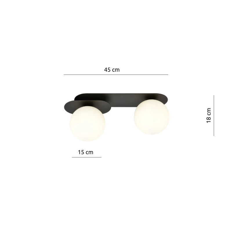 PLAZA 2 BLACK/OPAL 1118/2 nowoczesny plafon sufitowy czarny szklane klosze 6