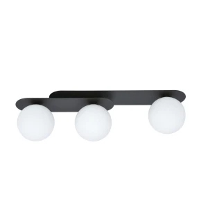 Plafon PLAZA 3 BLACK/OPAL czarny z 3 kloszami
