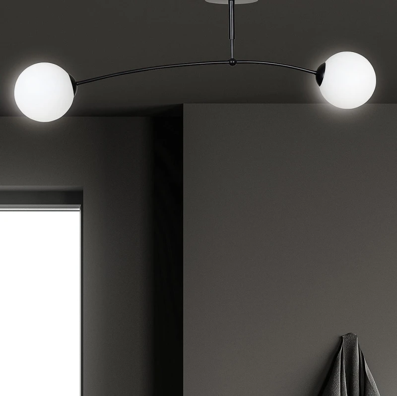PREGOS 2 BLACK 670/2 oryginalna lampa sufitowa czarna LOFT szklane mleczne klosze