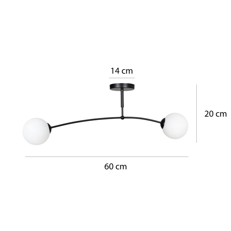 PREGOS 2 BLACK 670/2 oryginalna lampa sufitowa czarna LOFT szklane mleczne klosze 5