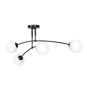 Lampa sufitowa PREGOS 4 BLACK czarna, mleczne klosze 