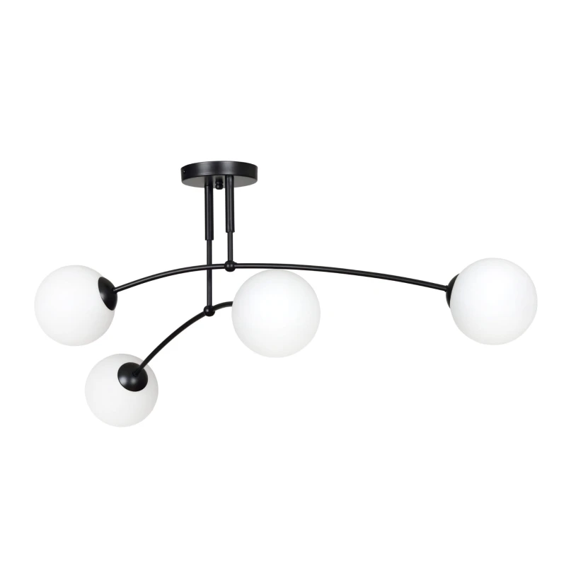 PREGOS 4 BLACK 670/4 oryginalna lampa sufitowa czarna LOFT szklane mleczne klosze 1