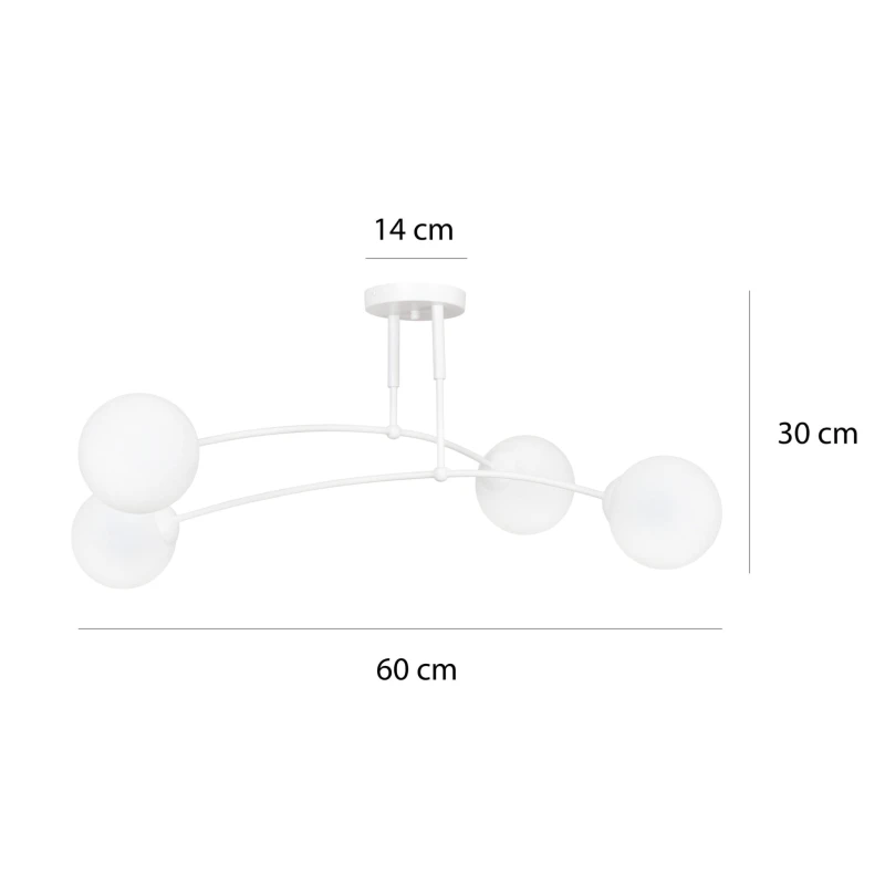 PREGOS 4 WHITE 671/4 oryginalna lampa sufitowa biała LOFT szklane mleczne klosze 4