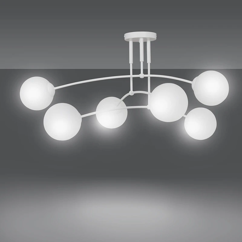 PREGOS 6 WHITE 671/6 oryginalna lampa sufitowa biała LOFT szklane mleczne klosze