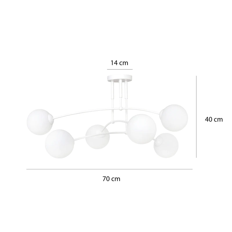 PREGOS 6 WHITE 671/6 oryginalna lampa sufitowa biała LOFT szklane mleczne klosze 4