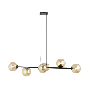 Lampa wisząca ROSSI 6 BL MIODOWY czarna, miodowe klosze