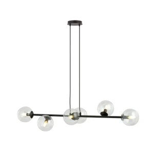 Lampa wisząca ROSSI 6 BL TRANSPARENT 874/6 czarna, przezroczyste klosze