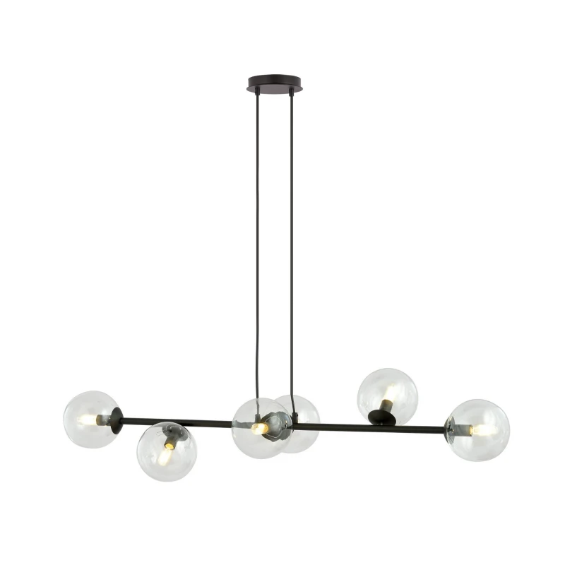 ROSSI 6 BL TRANSPARENT 874/6 lampa sufitowa wisząca czarna transparentne klosze
