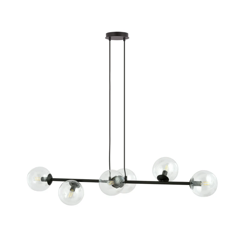 ROSSI 6 BL TRANSPARENT 874/6 lampa sufitowa wisząca czarna transparentne klosze 1