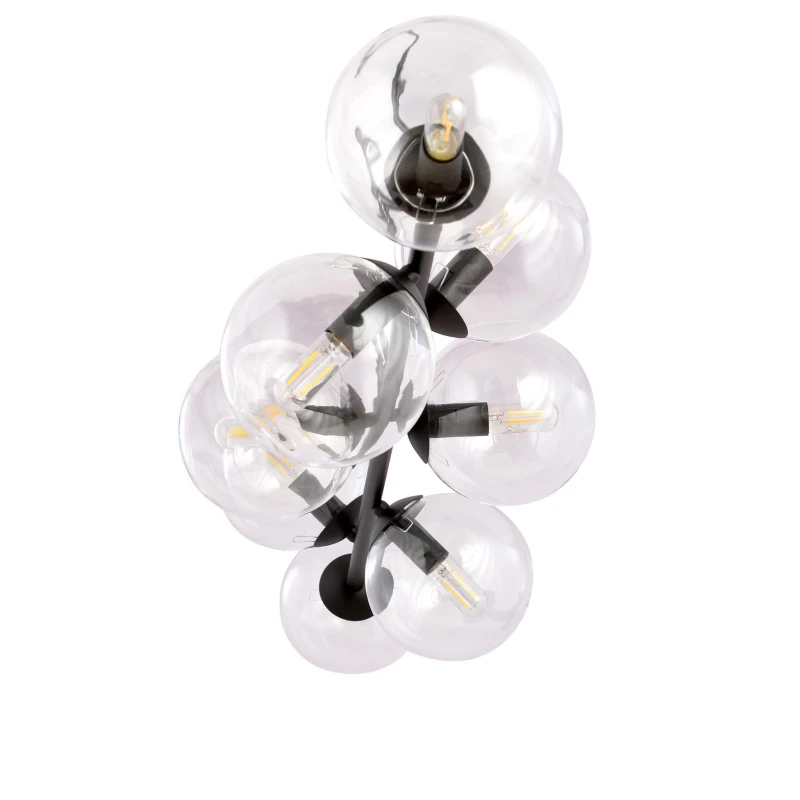 ROSSI 6 BL TRANSPARENT 874/6 lampa sufitowa wisząca czarna transparentne klosze 3