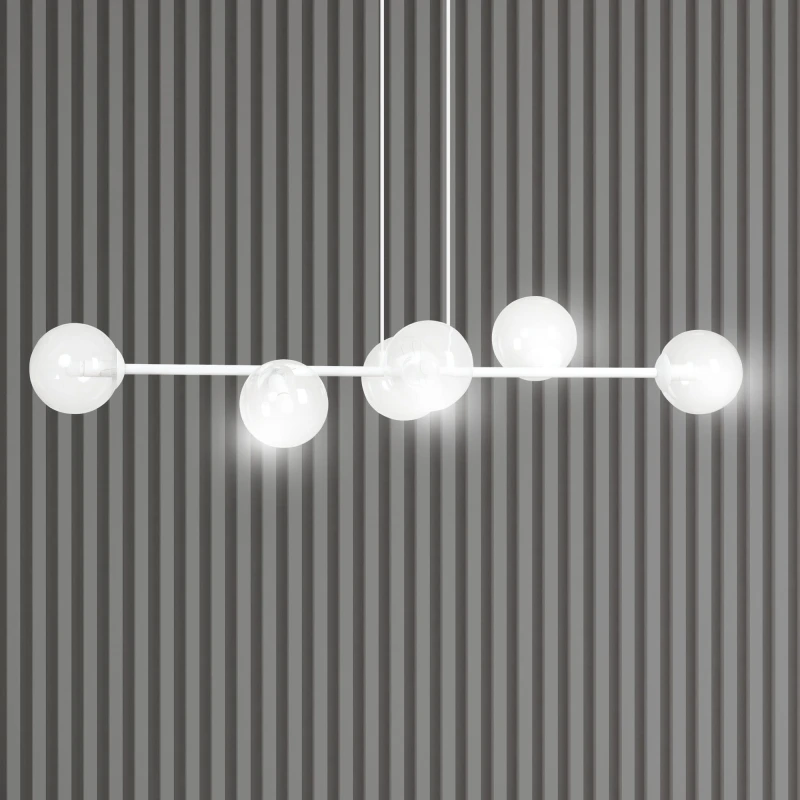 ROSSI 6 WH TRANSPARENT 877/6 lampa sufitowa wisząca biała transparentne klosze