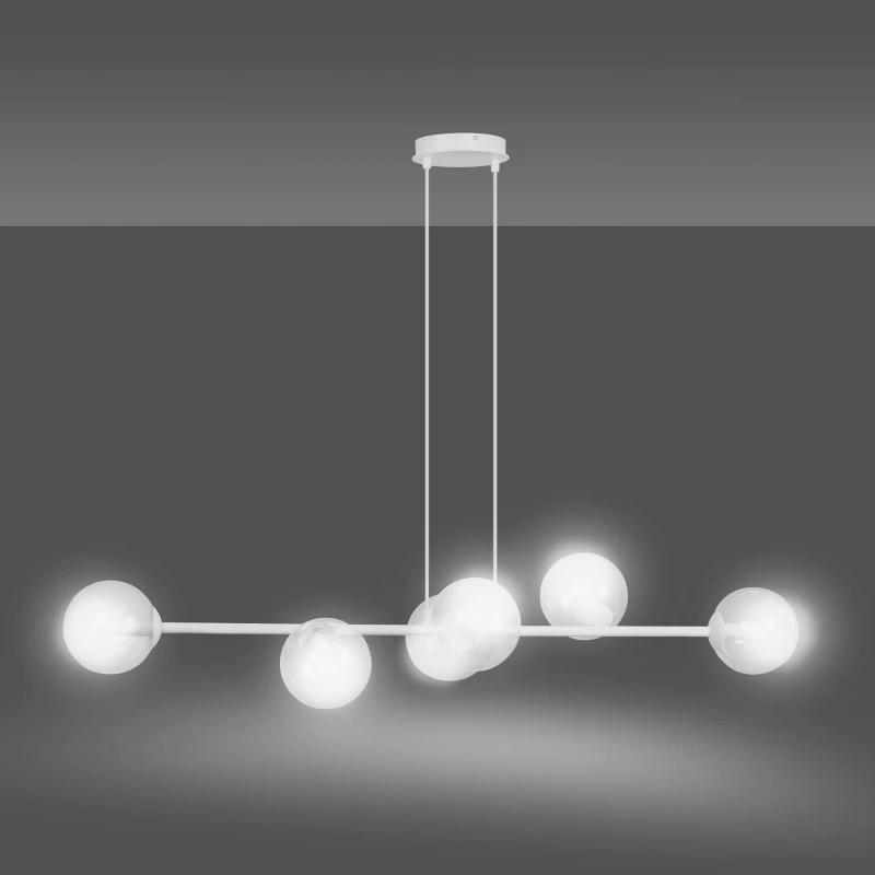 ROSSI 6 WH TRANSPARENT 877/6 lampa sufitowa wisząca biała transparentne klosze 2