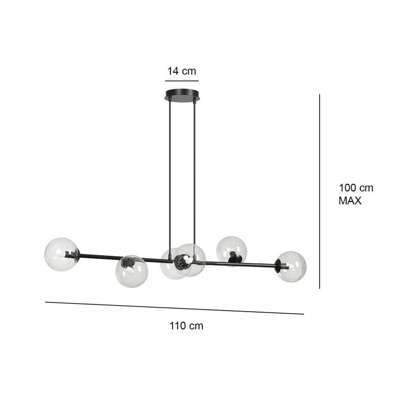 ROSSI 6 WH TRANSPARENT 877/6 lampa sufitowa wisząca biała transparentne klosze 7