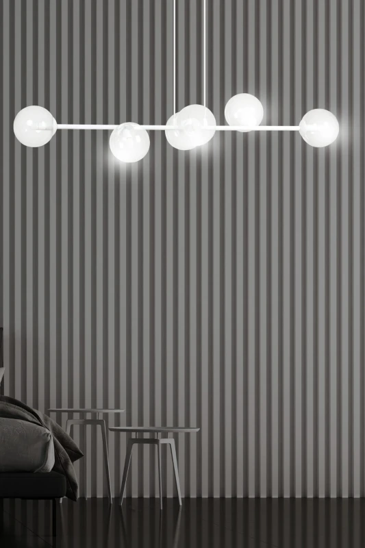 ROSSI 6 WH TRANSPARENT 877/6 lampa sufitowa wisząca biała transparentne klosze 17