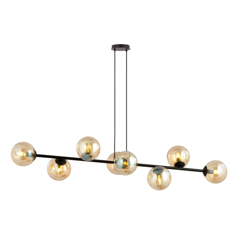 ROSSI 8 BL MIODOWY 876/8 lampa sufitowa wisząca czarna szklane klosze DESIGN
