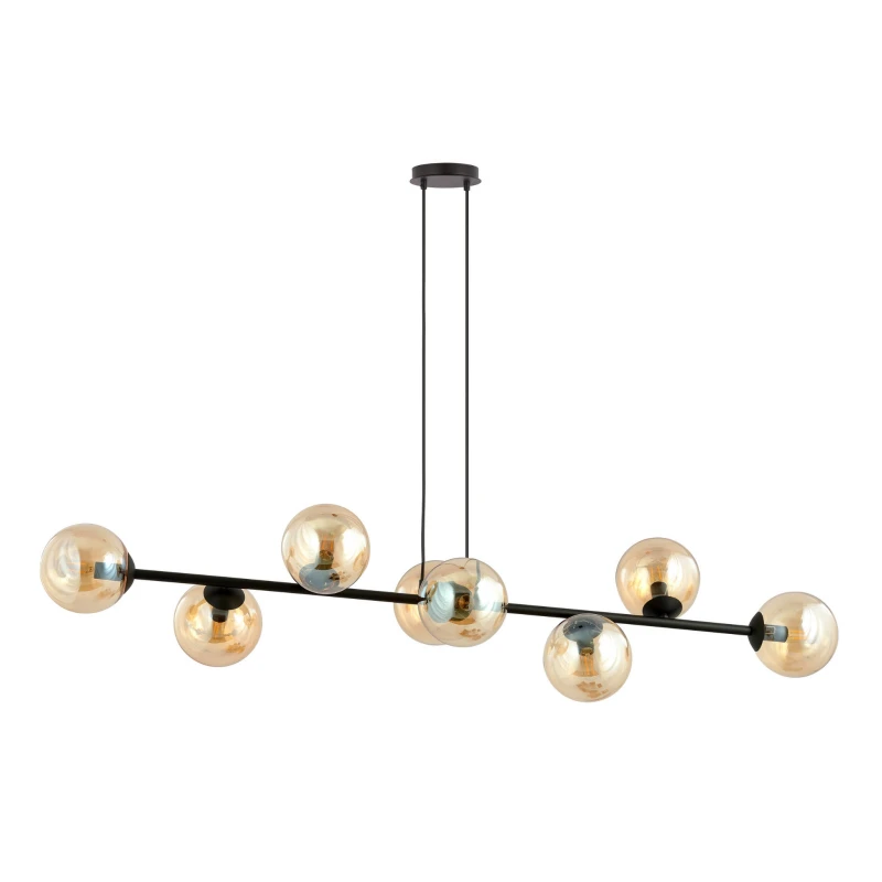 ROSSI 8 BL MIODOWY 876/8 lampa sufitowa wisząca czarna szklane klosze DESIGN 1