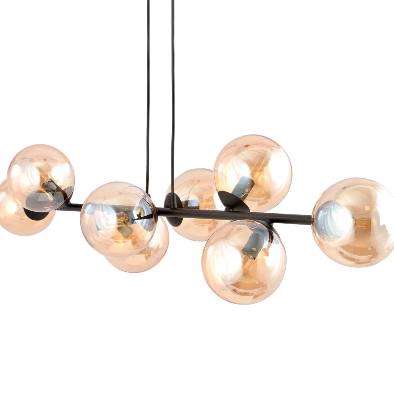 ROSSI 8 BL MIODOWY 876/8 lampa sufitowa wisząca czarna szklane klosze DESIGN 2