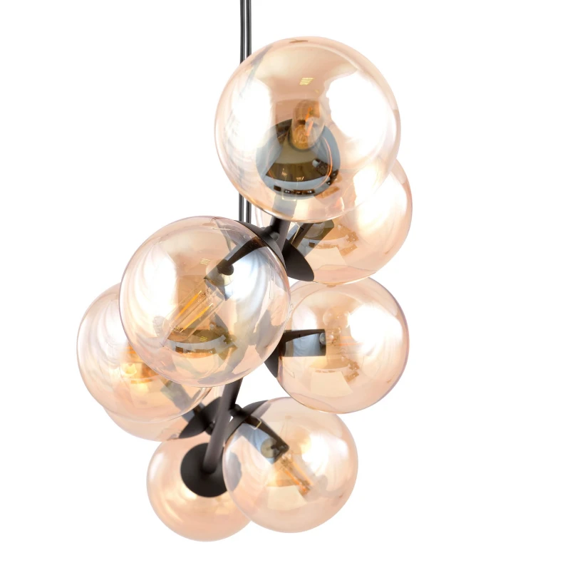 ROSSI 8 BL MIODOWY 876/8 lampa sufitowa wisząca czarna szklane klosze DESIGN 3
