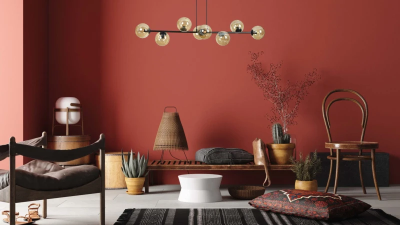 ROSSI 8 BL MIODOWY 876/8 lampa sufitowa wisząca czarna szklane klosze DESIGN 4