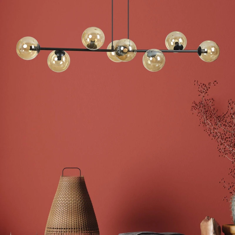 ROSSI 8 BL MIODOWY 876/8 lampa sufitowa wisząca czarna szklane klosze DESIGN 5