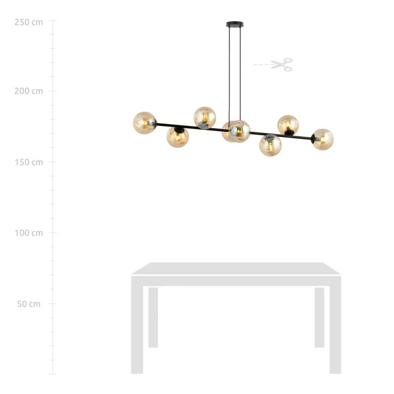 ROSSI 8 BL MIODOWY 876/8 lampa sufitowa wisząca czarna szklane klosze DESIGN 9