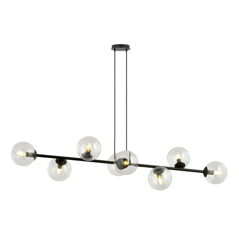 ROSSI 8 BL TRANSPARENT 874/8 lampa sufitowa wisząca czarna transparentne klosze