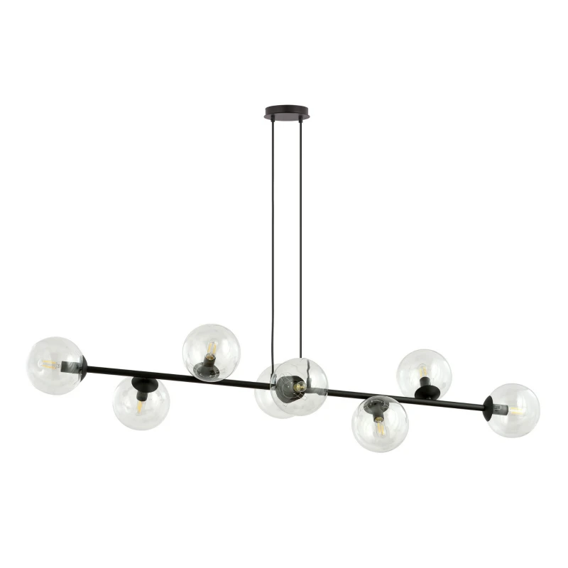 ROSSI 8 BL TRANSPARENT 874/8 lampa sufitowa wisząca czarna transparentne klosze 1