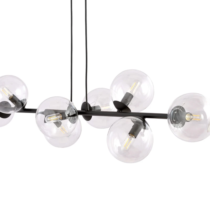 ROSSI 8 BL TRANSPARENT 874/8 lampa sufitowa wisząca czarna transparentne klosze 2