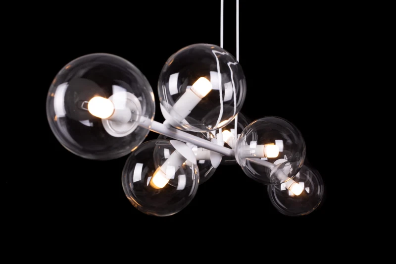 ROSSI 8 BL TRANSPARENT 874/8 lampa sufitowa wisząca czarna transparentne klosze 5