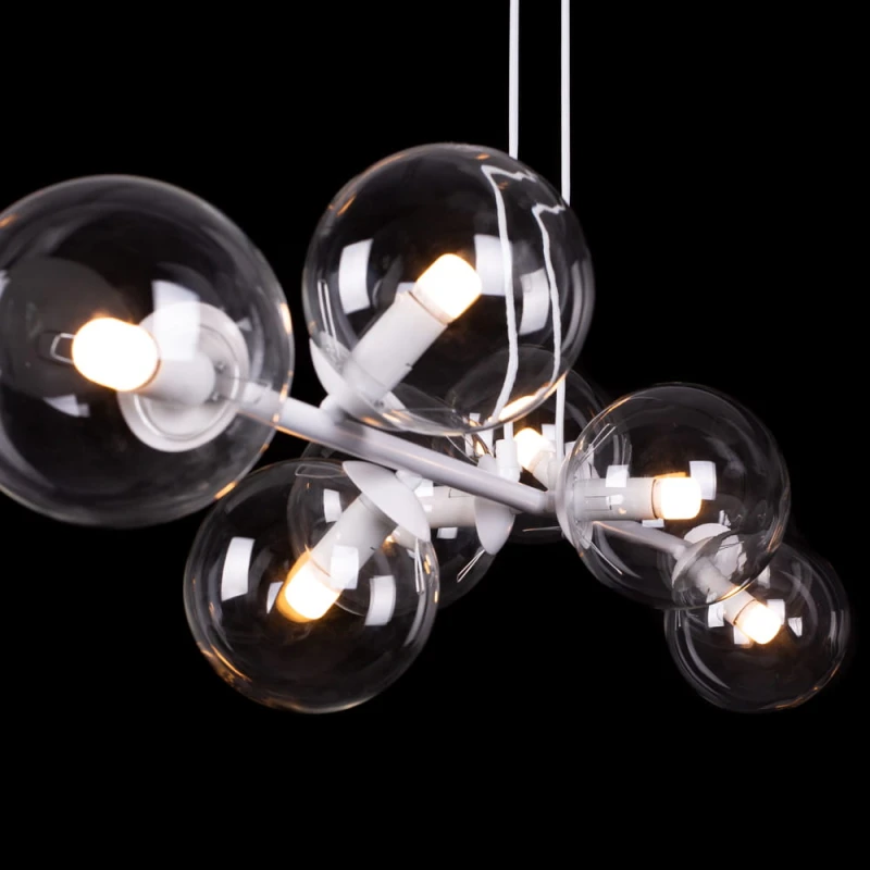 ROSSI 8 WH TRANSPARENT 877/8 lampa sufitowa wisząca biała transparentne klosze
