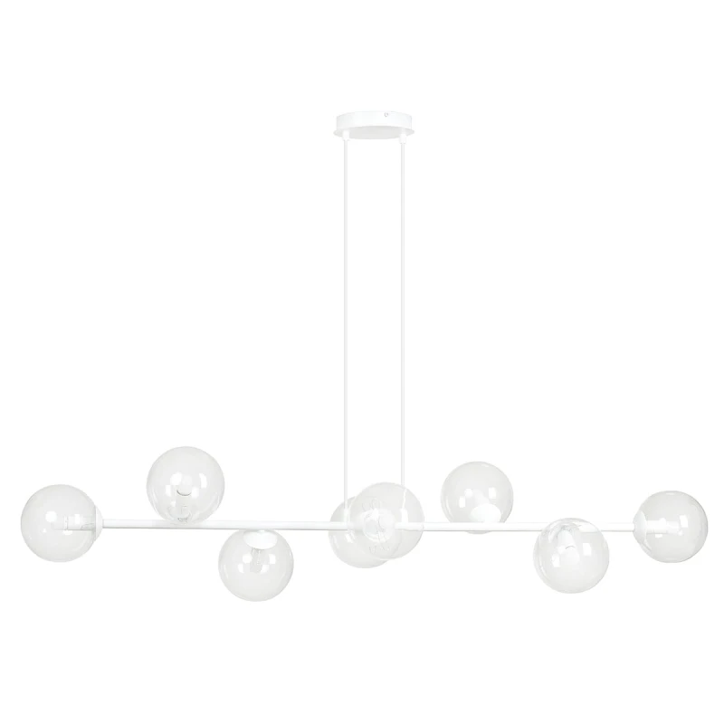 ROSSI 8 WH TRANSPARENT 877/8 lampa sufitowa wisząca biała transparentne klosze 5