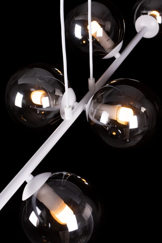 ROSSI 8 WH TRANSPARENT 877/8 lampa sufitowa wisząca biała transparentne klosze 13
