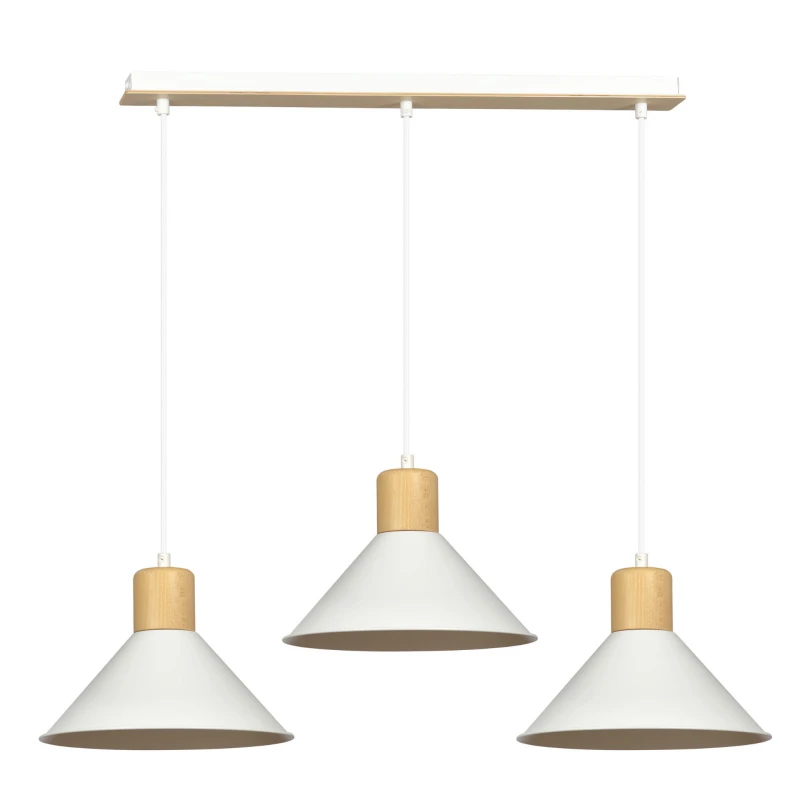 ROWEN 3 WHITE 1045/3 nowoczesna lampa sufitowa biała drewniane elementy 1