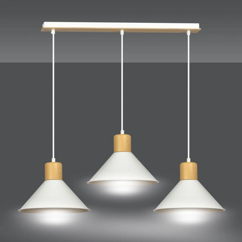ROWEN 3 WHITE 1045/3 nowoczesna lampa sufitowa biała drewniane elementy 2