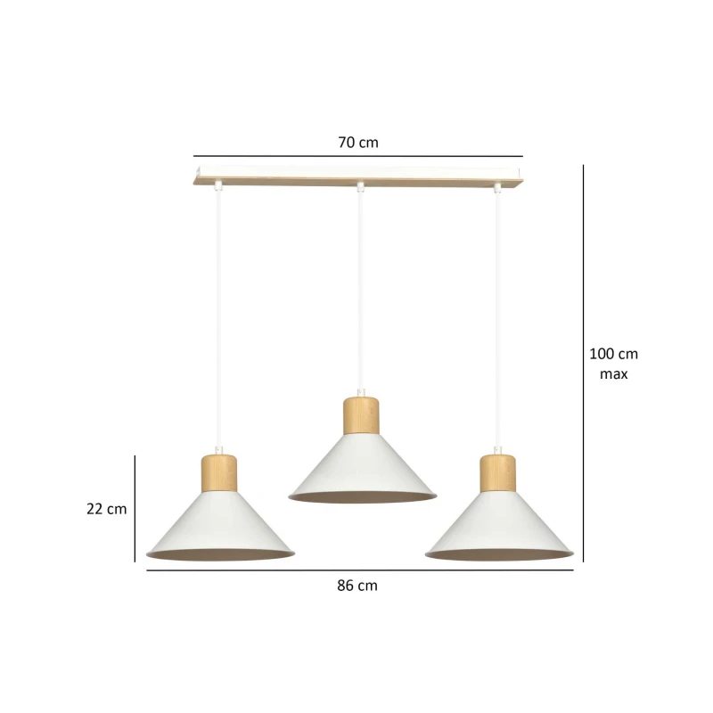 ROWEN 3 WHITE 1045/3 nowoczesna lampa sufitowa biała drewniane elementy 5