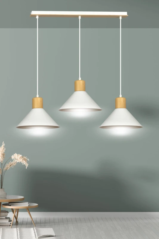 ROWEN 3 WHITE 1045/3 nowoczesna lampa sufitowa biała drewniane elementy 7