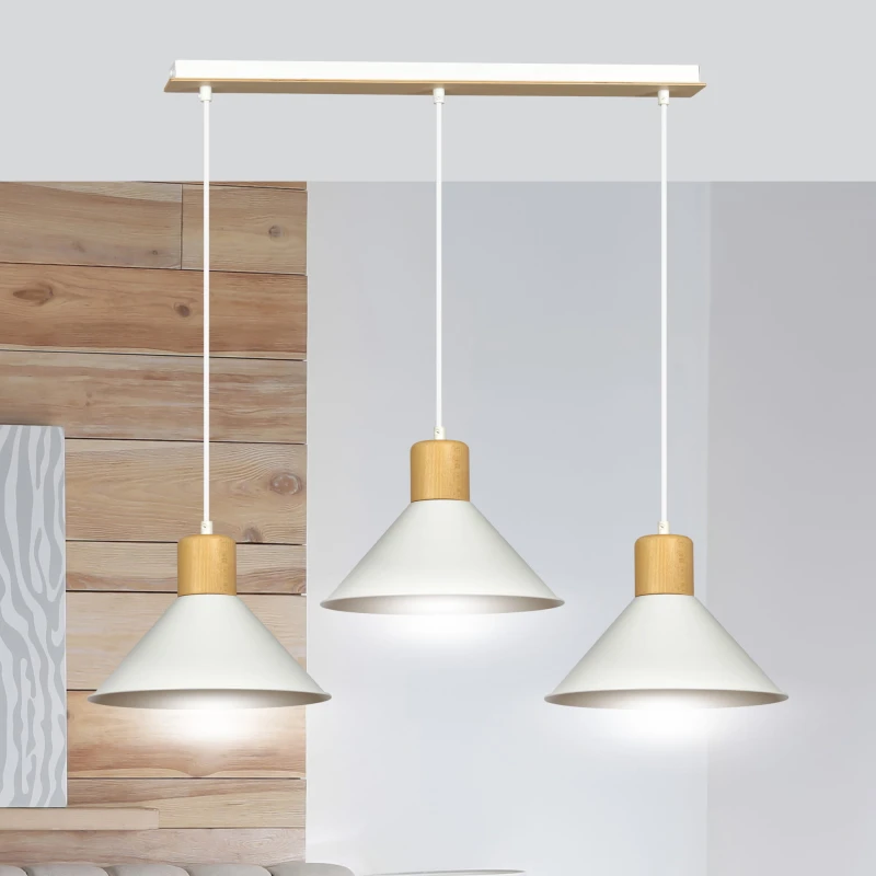 ROWEN 3 WHITE 1045/3 nowoczesna lampa sufitowa biała drewniane elementy 8
