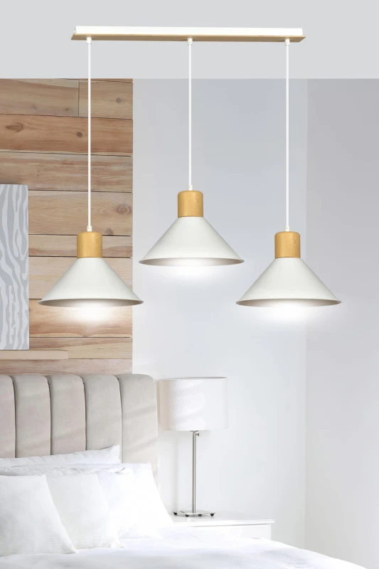 ROWEN 3 WHITE 1045/3 nowoczesna lampa sufitowa biała drewniane elementy 9