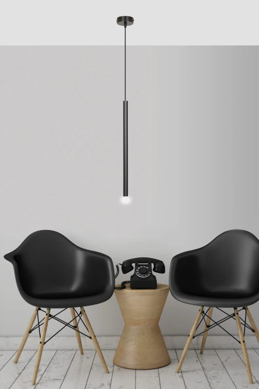 SELTER 1 BLACK 552/1 designerski spot wiszący halogen punktowy tuba czarna długa 8