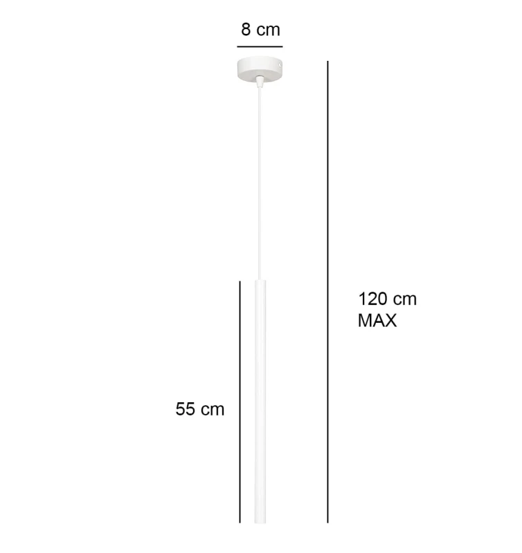 SELTER 1 WHITE 553/1 designerski spot wiszący halogen punktowy tuba biała długa 4