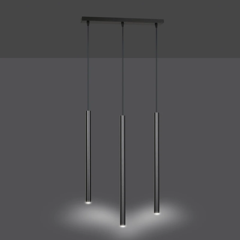 SELTER 3 BLACK 552/3 designerski spot wiszący halogen punktowy tuby czarne długie 1